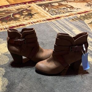 Madden Heeled Ankle Booties with Buckle Detail 7.5